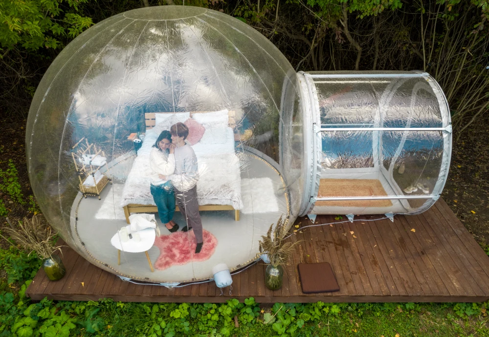 pvc transparent bubble tent with led lighting with heaters