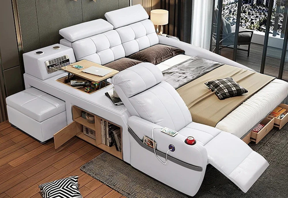 modern bed with storage massage functions